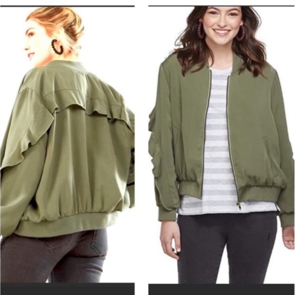 Mud Pie ruffled Bomber jacket